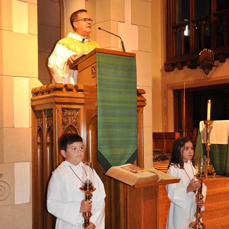 Fr. Wayne Watts with altar servers at St. Joseph Church