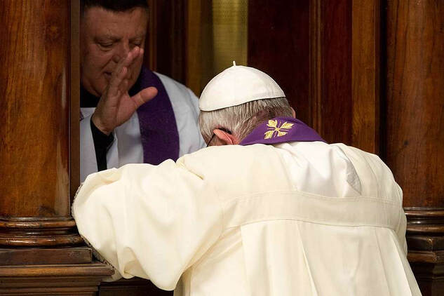 Pope Francis recieves the Sacrament of Reconciliation